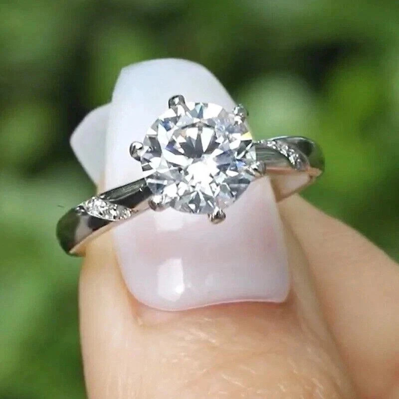 3 CT IGI Round D-VVS1 Lab Grown Diamond Women Engagement Ring 14K White Gold
