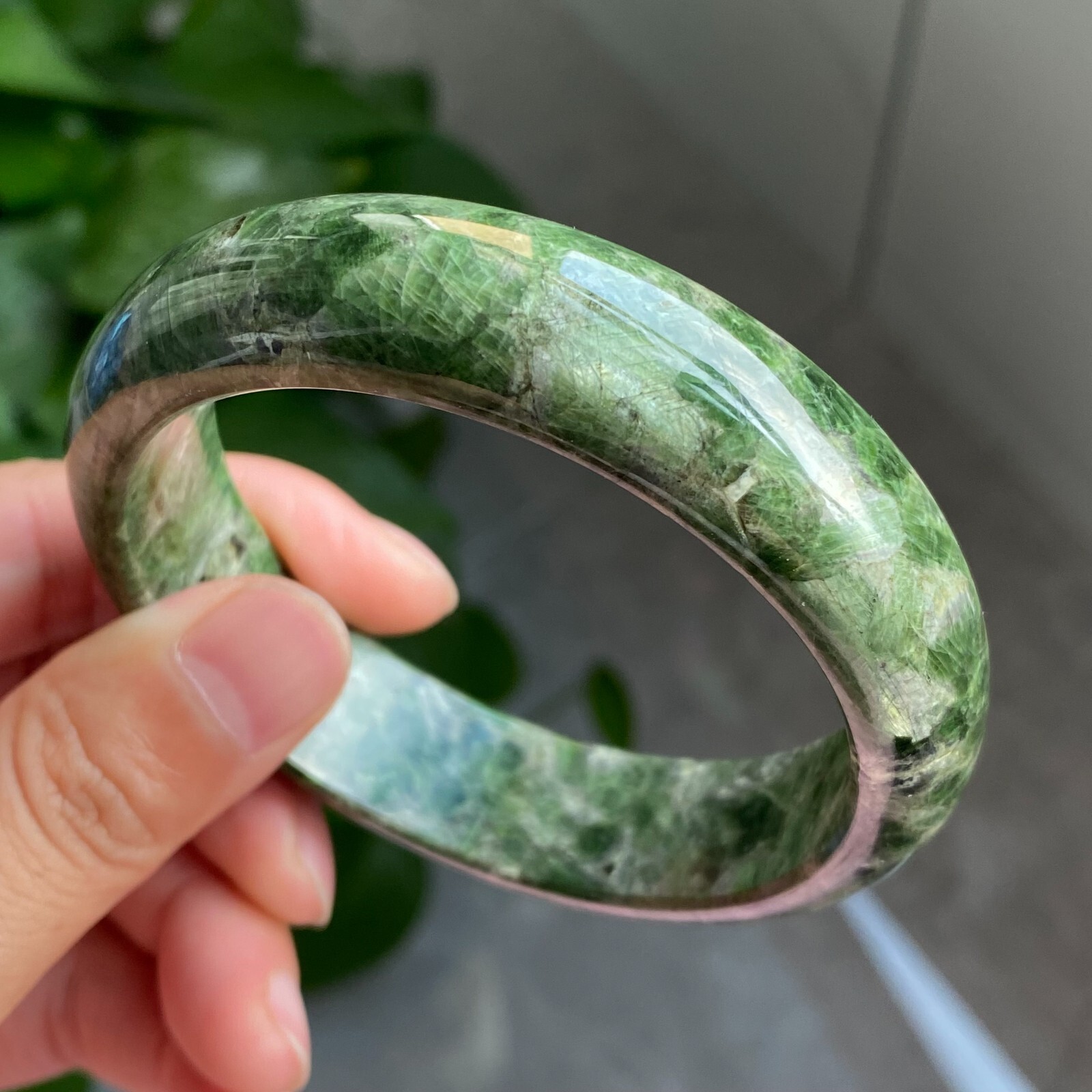 61mm Natural Green Diopside Crystal Quartz Bangle AAAA 5