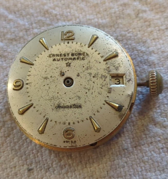 Ernest Borel Automatic Cronostar with Date. Includes Dial, Case, and Parts. Look