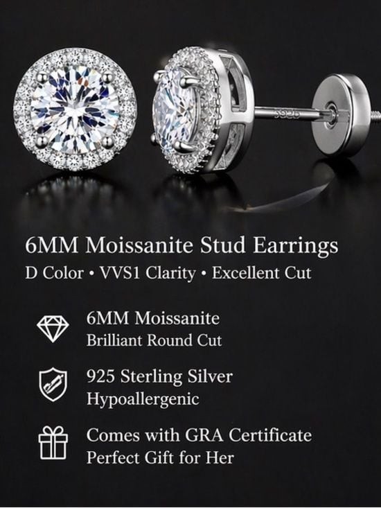 Unisex Mens Women Classic Silver Cubic Zirconia Stud Earrings – Single Pair