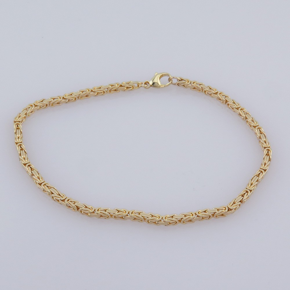 Bracelet – King Chain Pattern – 14K/585 Yellow Gold – Approx 25.5cm Long
