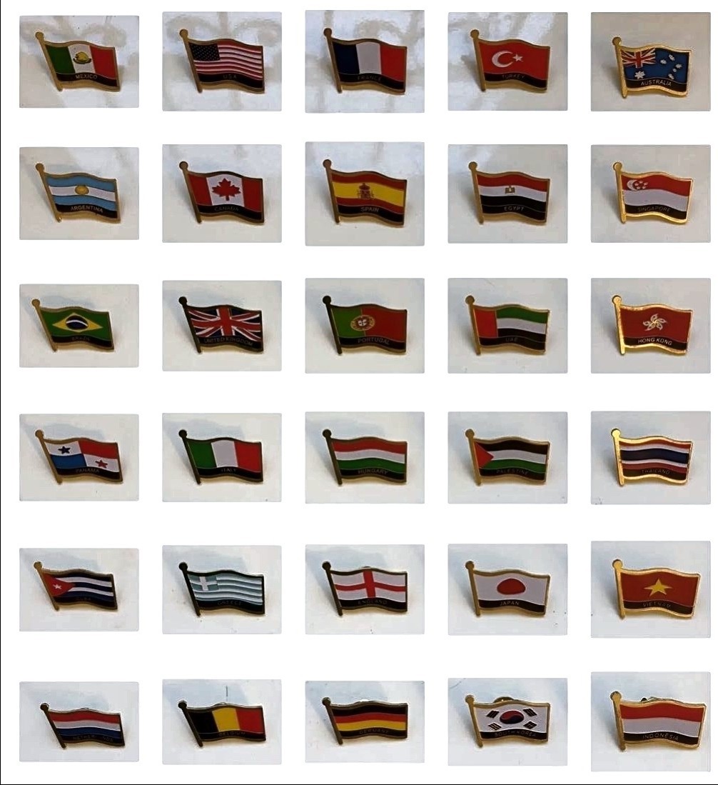 World Country Flag Lapel Pin Badge | Metal Waving Flag Enamel Brooch 3.5 x 3 cm