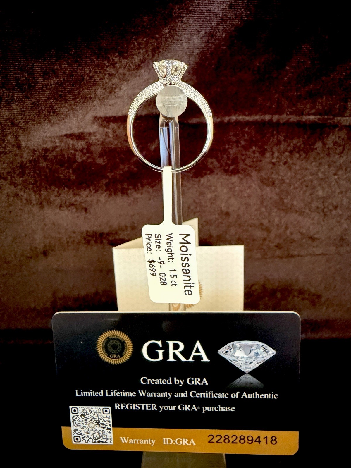 GRA 1.5ct Round D White Moissanite Prong Pavé Engagement Ring 14k WG Filled Sz 9