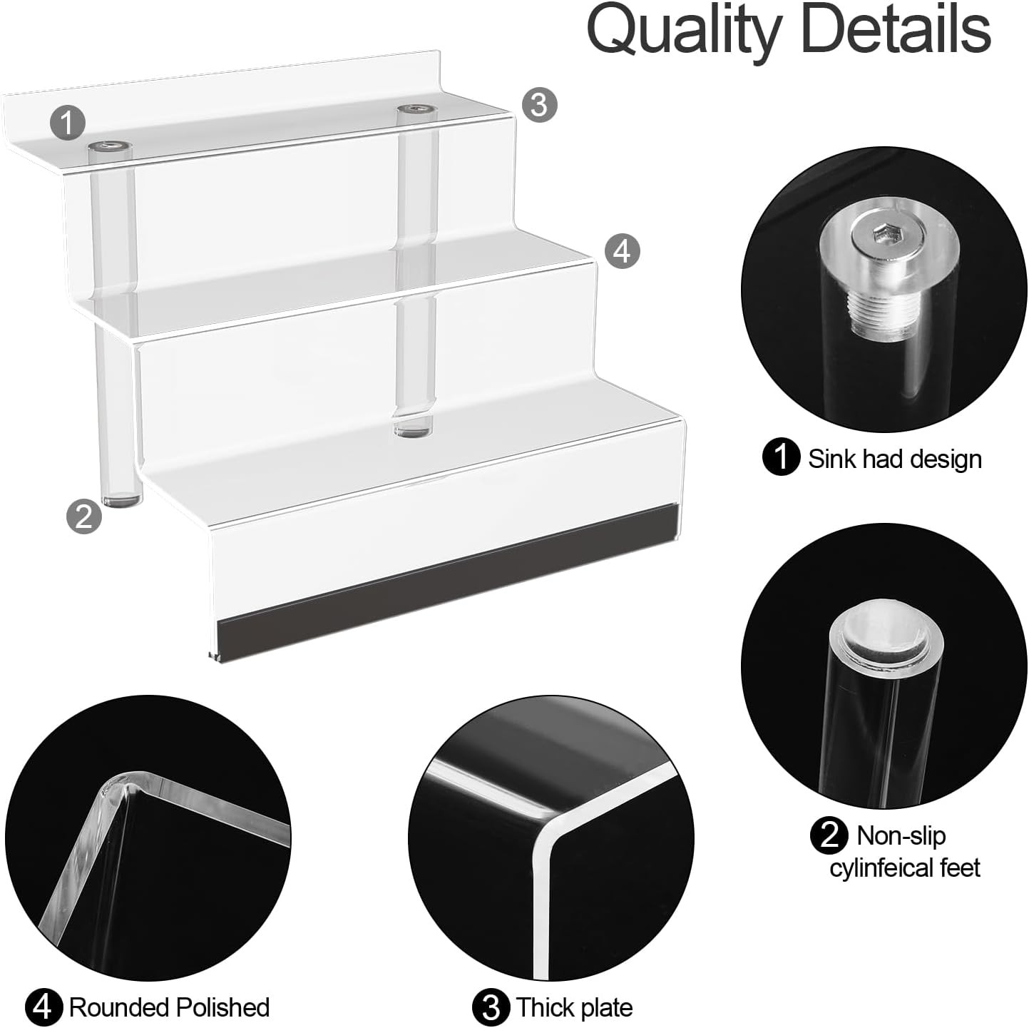 12” Acrylic Display Organizer with LED Light – 3 Tier Perfume Stand