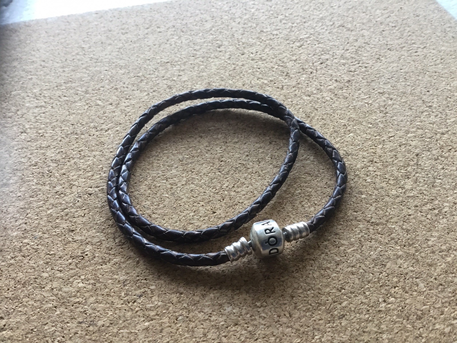 Genuine Pandora Brown Double Braided Leather Bracelet (36cm)