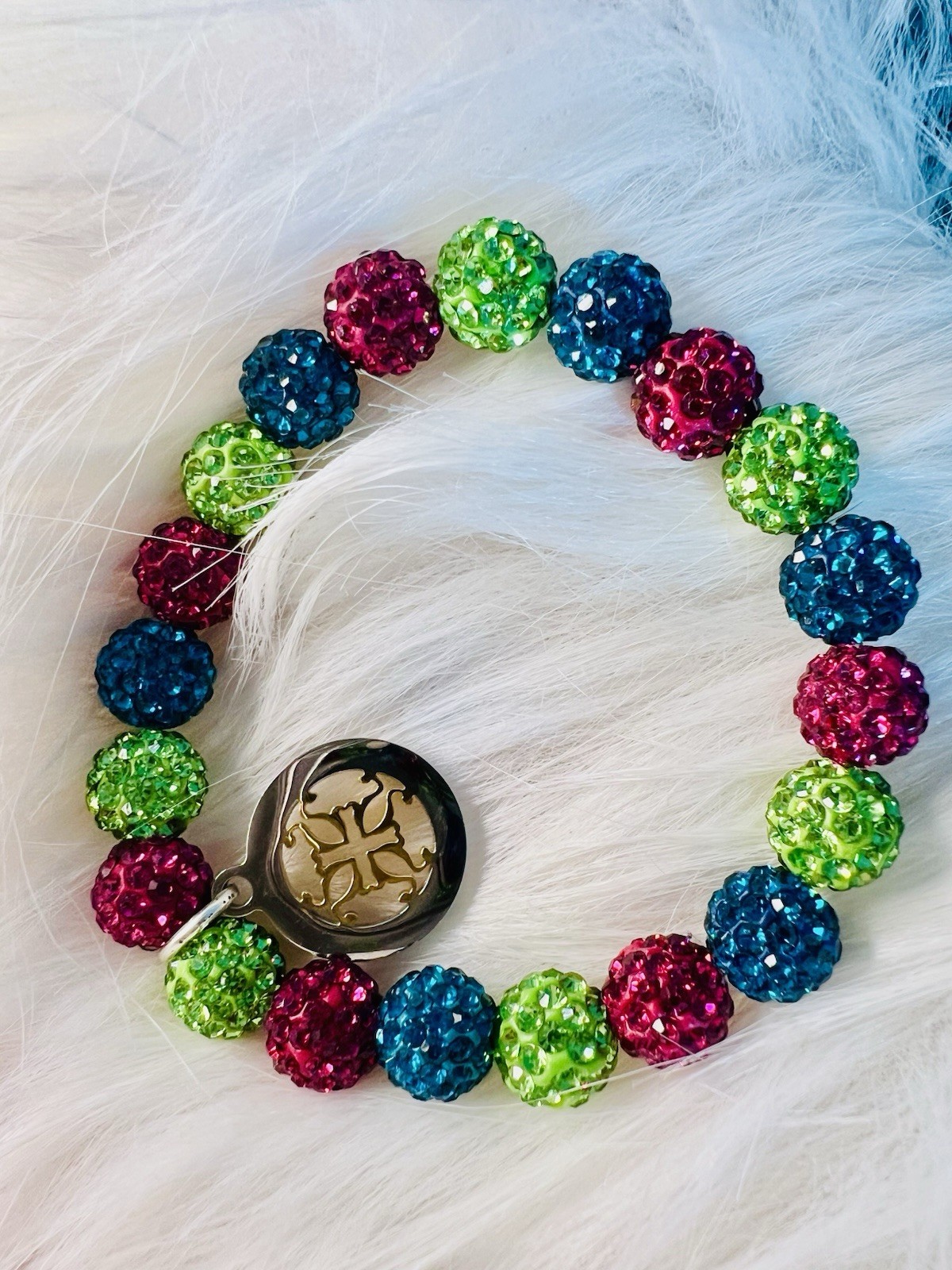 Rustic Charm Bella Cuff Shamballa Bracelet Vibrant Multicolor New Sophisticated