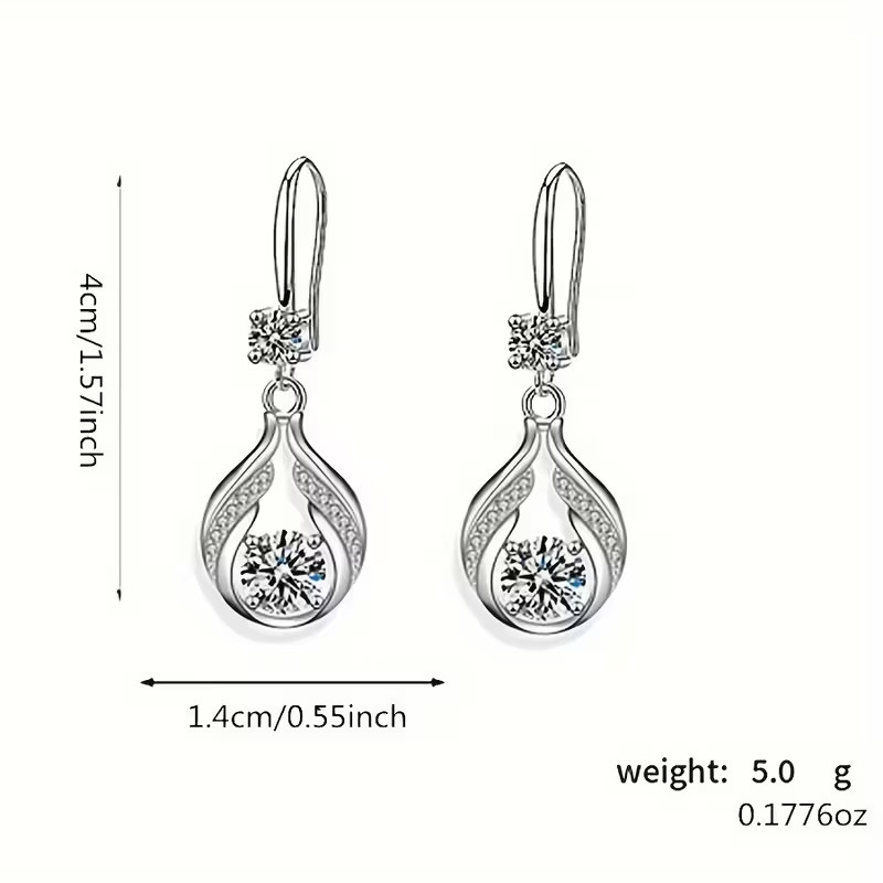 Fashion Shiny Zirconia Teardrop Dangle Earrings Plated White K Women Gift Green