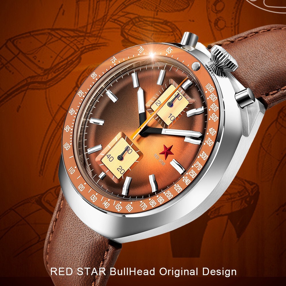 SEAKOSS Red Star Bullhead Dual-Time Zone Chronograph with Luminous Display watch