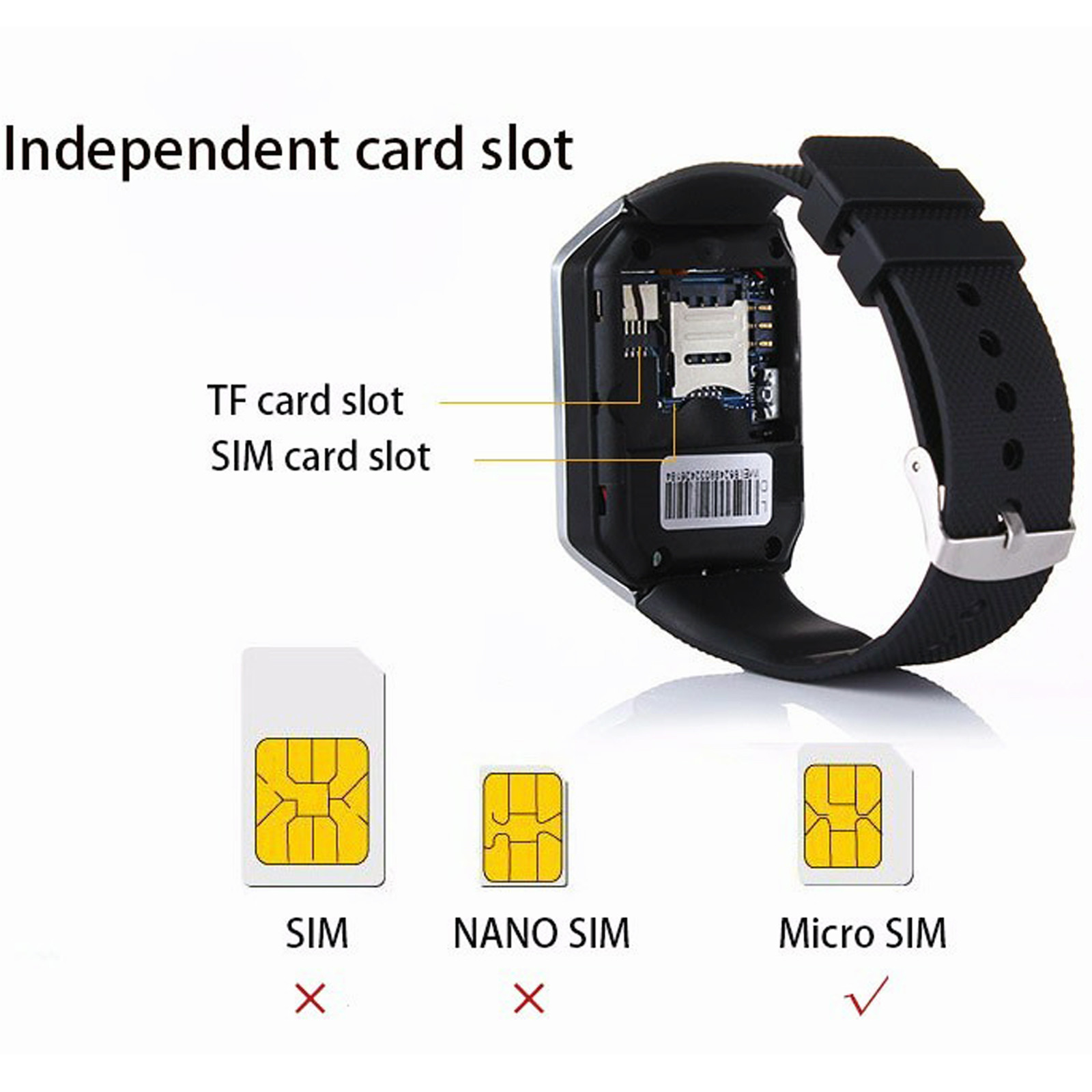 Touch Screen Bluetooth Smart Wrist Watch Phone SIM Card Slot Music Fitness Track