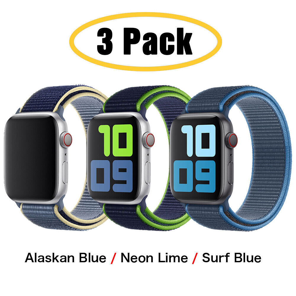 3 PACK Nylon Sport Band Strap For Apple Watch Series 11 10 9 8 7 6 SE 38/49mm