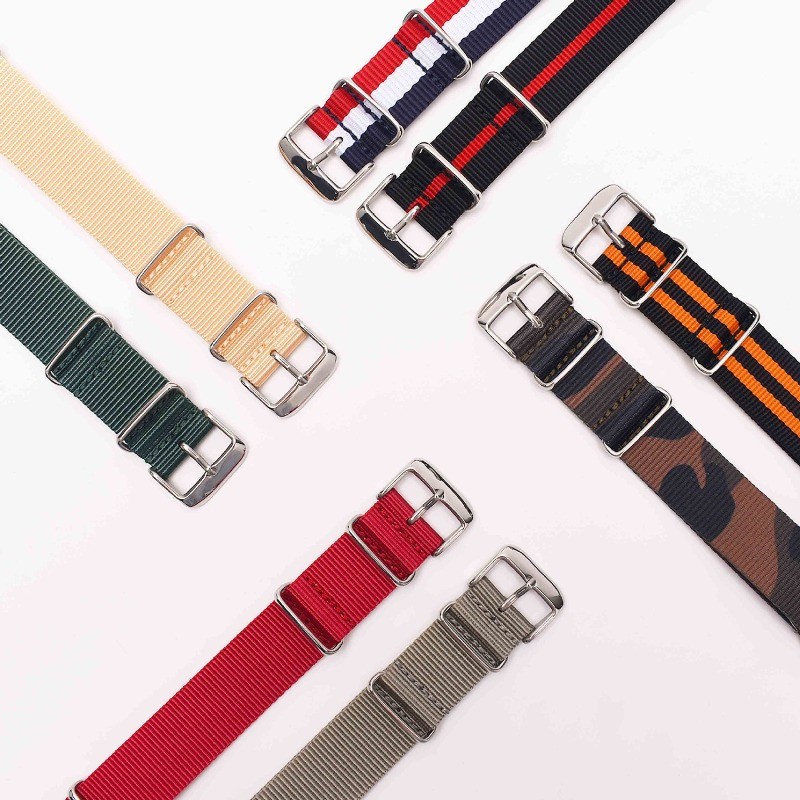 Extended Nylon Canvas Watch Strap 3 Loop Buckle Breathable Band 18 20 22 24mm