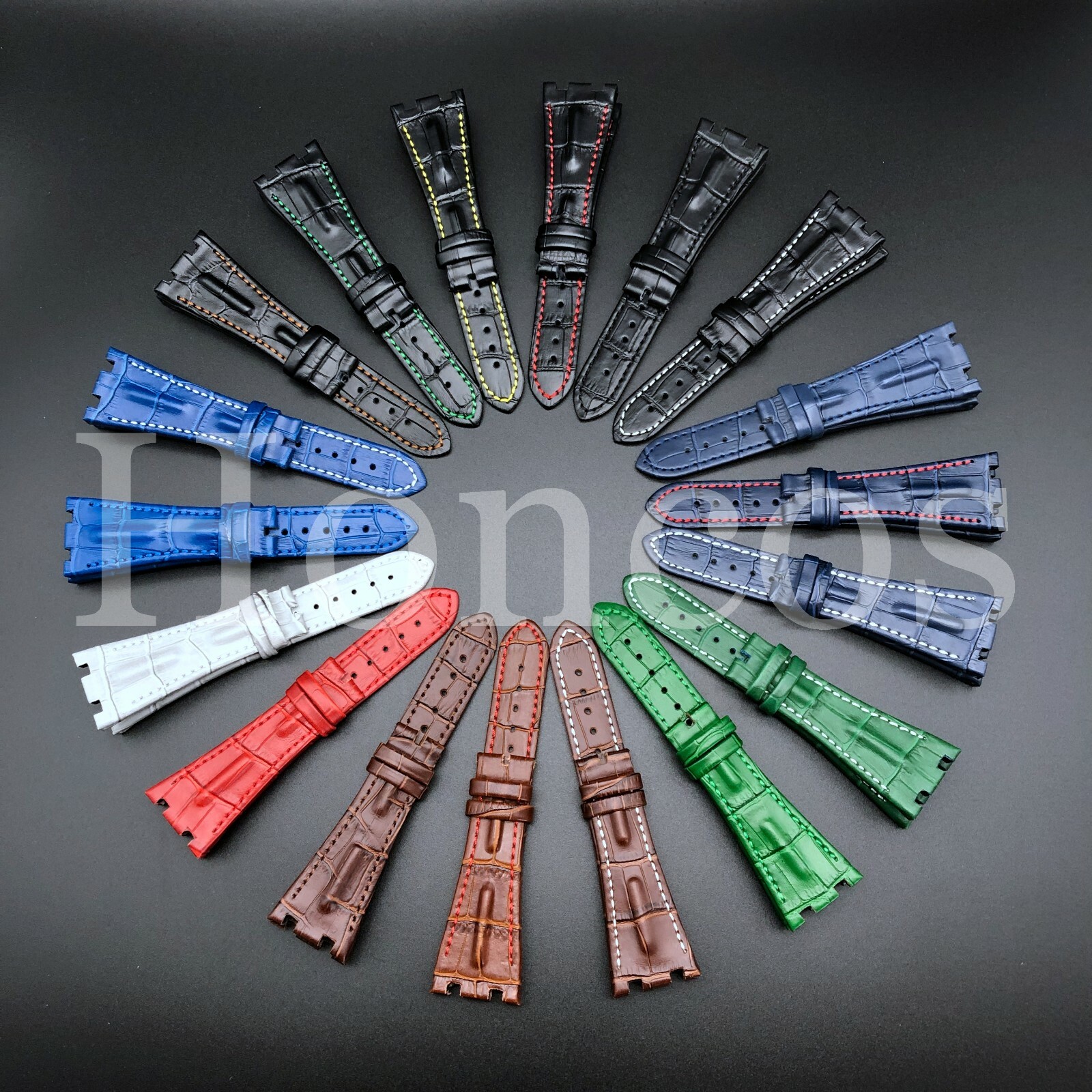 28MM Alligator Watch Band Strap Fits For AP Audemars Piguet Deployment Clasp RO