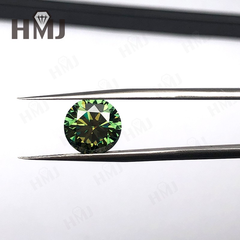 Round Green Blue Colors Loose Moissanite Stone Gemstone VVS1 W. GRA Certificate