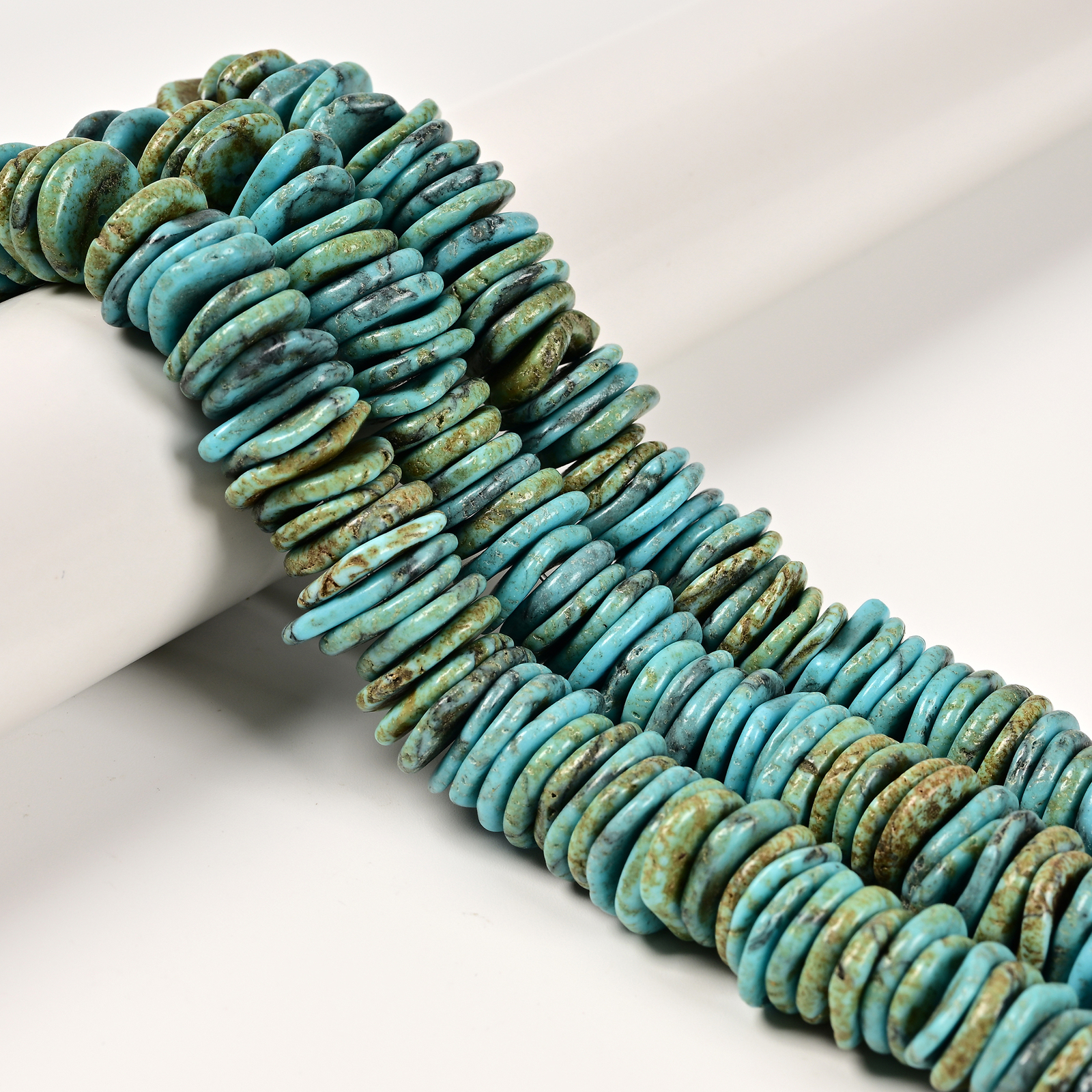 Blue Magnesite Turquoise Graduated Slice Discs Beads Size 10-17mm 15.5” Strand