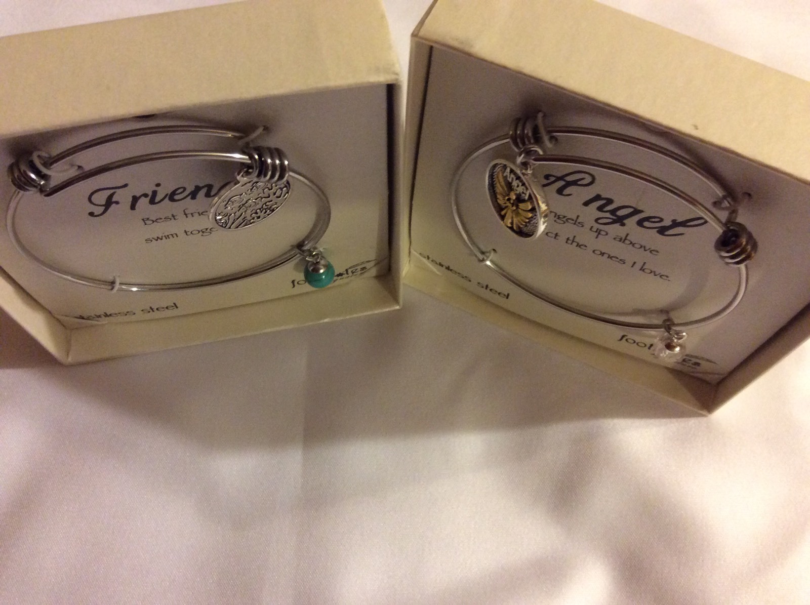 2 Nwt Stianless Steel Expandable Bracelet W/ Best Friend & Angel Message Rp $100