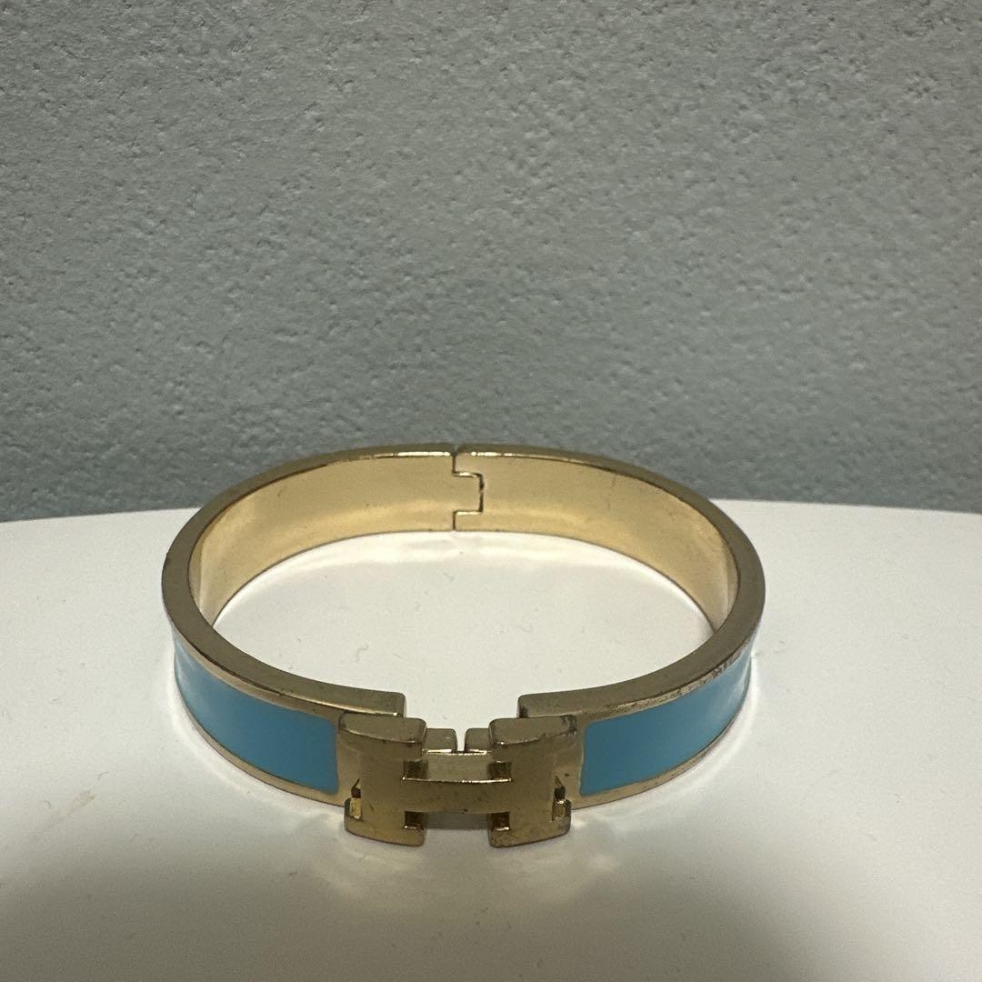 Hermès Click H Turquoise and Pink Gold Bracelet, 16cm Wrist Circumference Used