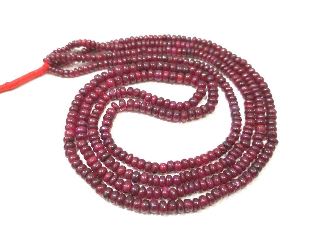 Natural Red Ruby Rondelle Smooth Gemstone Beads 3.5-5.5mm 18″Inch, 1 Necklace AG