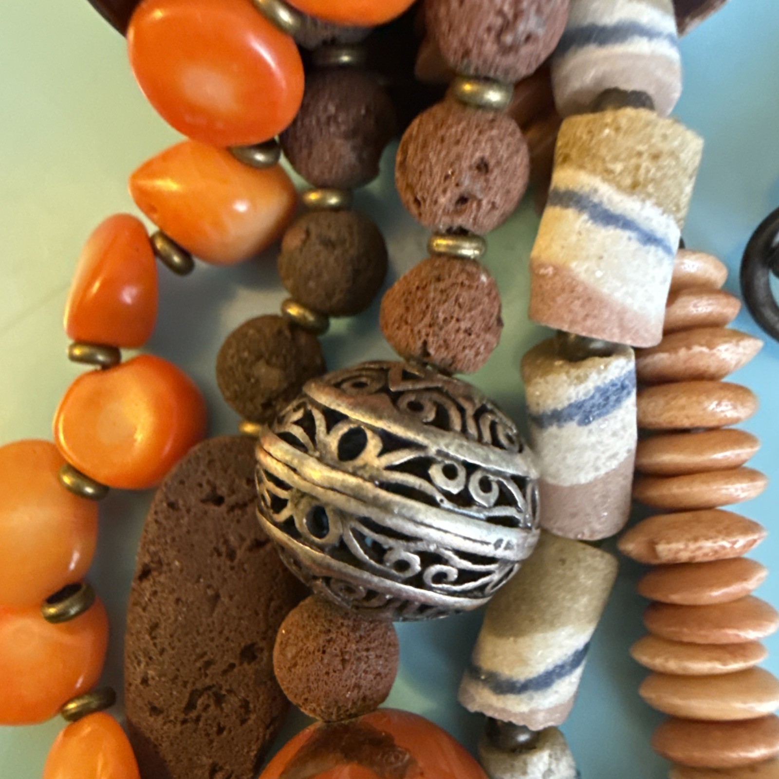 Nature Bijoux Handcrafted Genuine Stones Shells Necklace 24”France