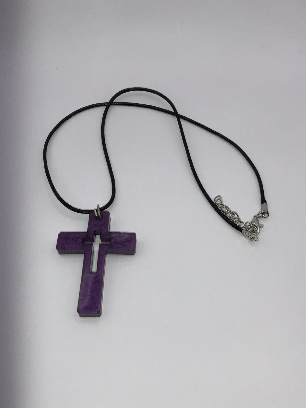 House Of David Handmade Artesian Cross Necklace Purple One Of A Kind 18 in