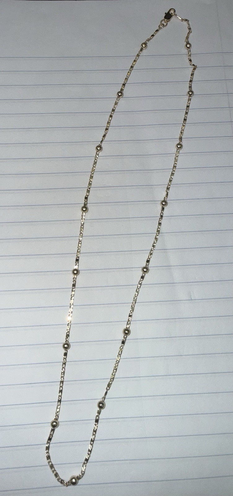 Yellow Gold Bead Station Chain Necklace 22in gold filled