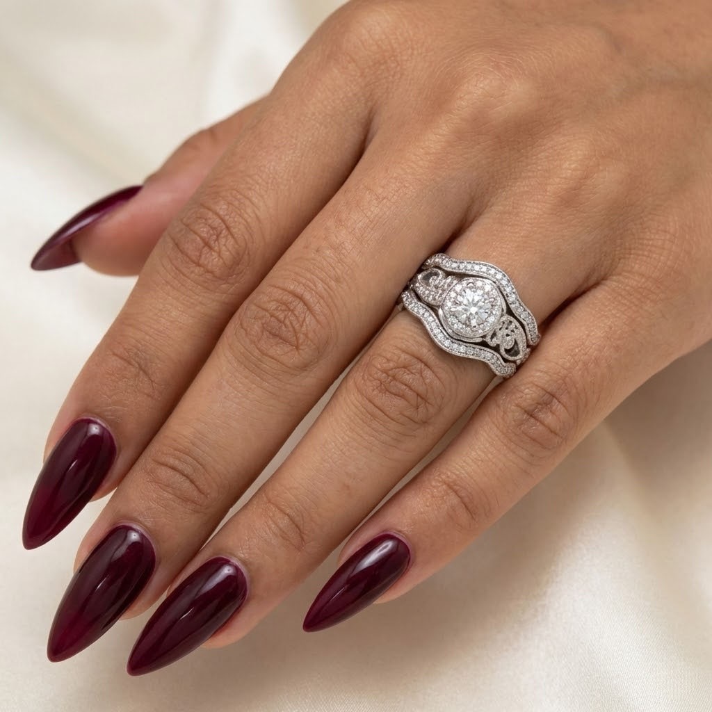 14K White Gold Engagement Ring Set Halo 1.60 Carat Round Lab-Grown Diamond D VS1