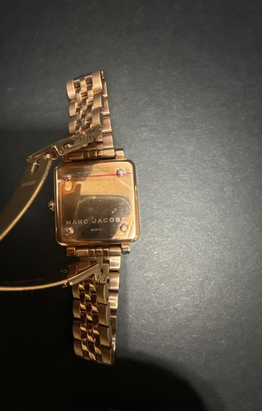 Marc Jacobs Vic Women’s Rose Gold-Tone Stainless Steel Rectangular Watch MJ3514
