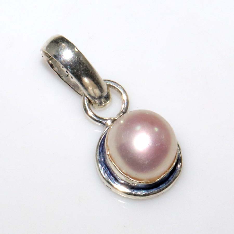 925 Silver Plated Pearl Jewellery Pendant Handmade Gemstone Size 1″ MJ