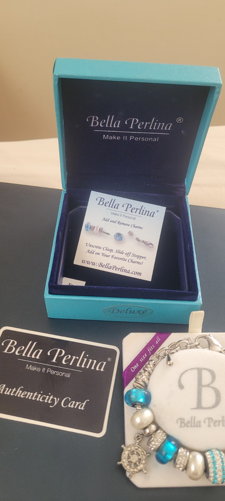Bella Perlina Charm Bracelet Blue/Silver