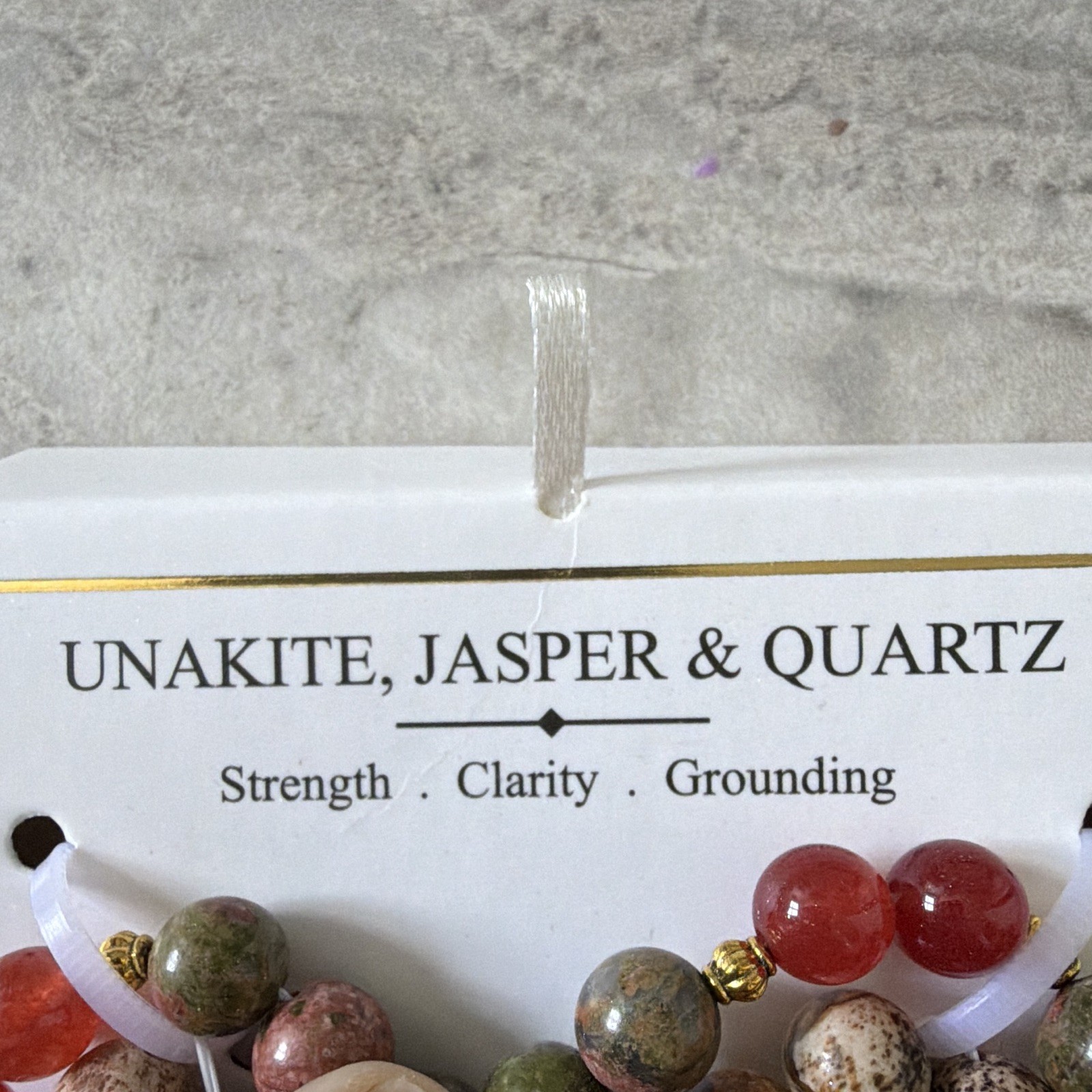 Unakite Jasper Quartz Beaded Stretch Bracelet Brass Lotus Dangle Charm