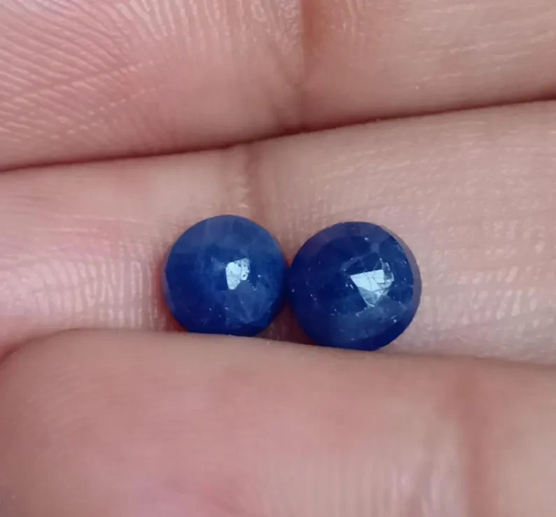 Round Sapphire Royal Blue Loose Gemstone Genuine Natural Corundum Pair 2.55 Ct