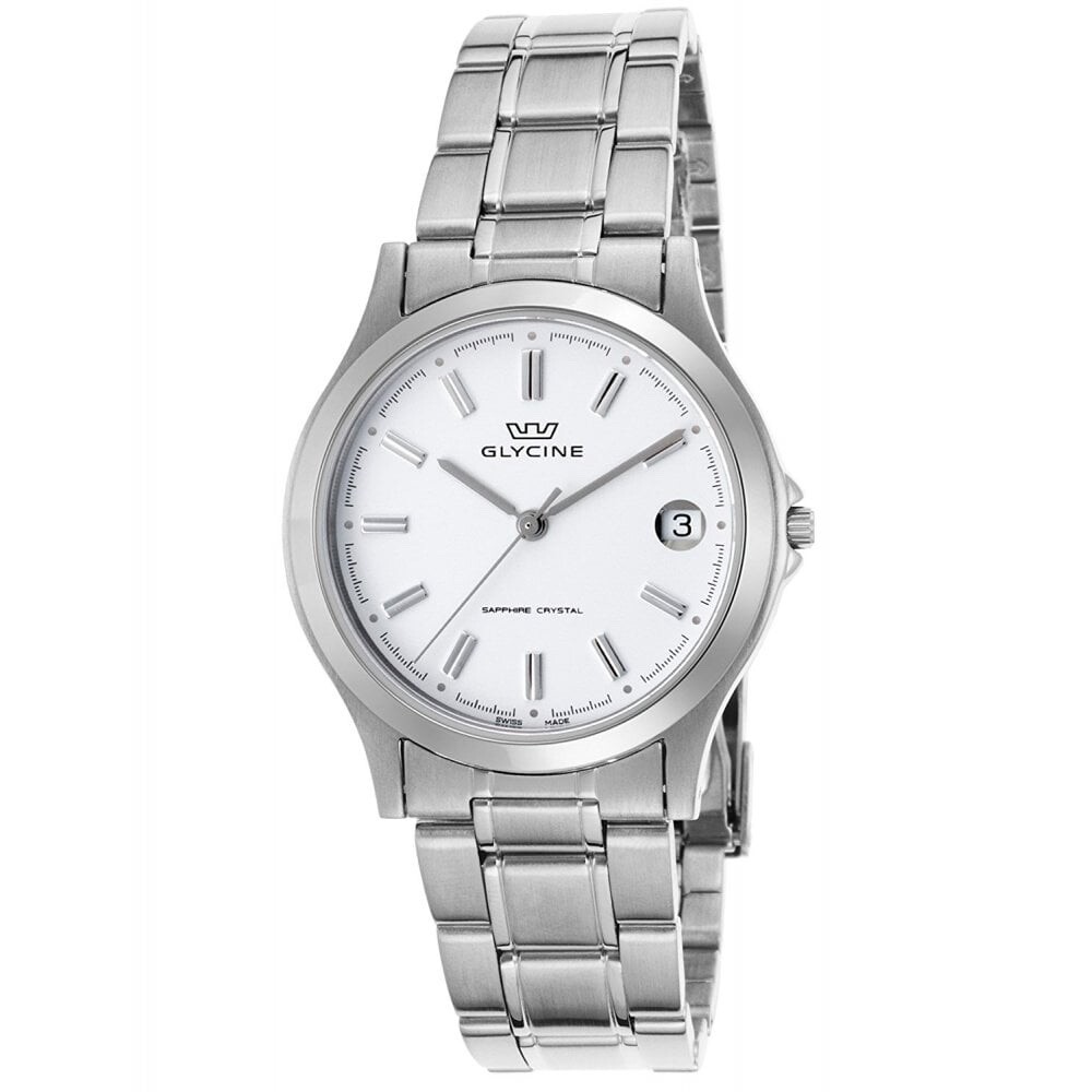 Glycine Vintage Men’s Stainless Steel Swiss Quartz Watch 3690-11-SAP-MB
