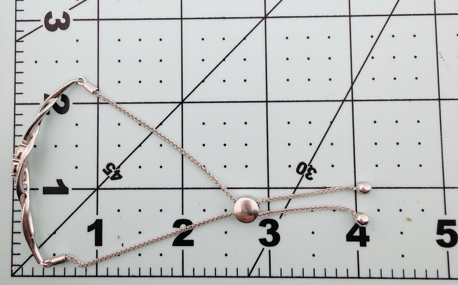 925 Sterling Silver Adjustable Bolo Bracelet Infinity Wave Openwork 5.85g 6”- 8+