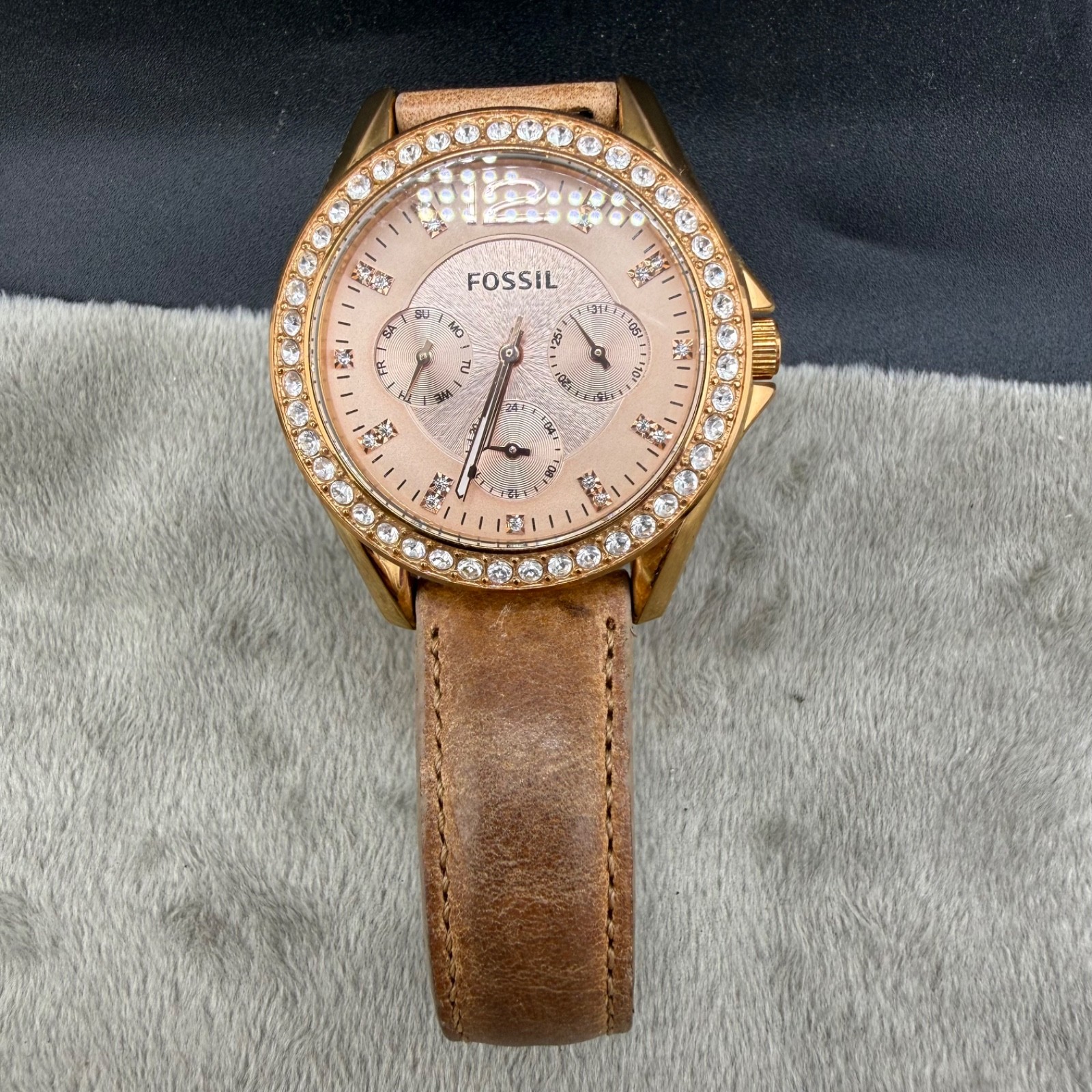 Vintage Fossil Watch Riley Women’s Rose Gold Tone UNTESTED