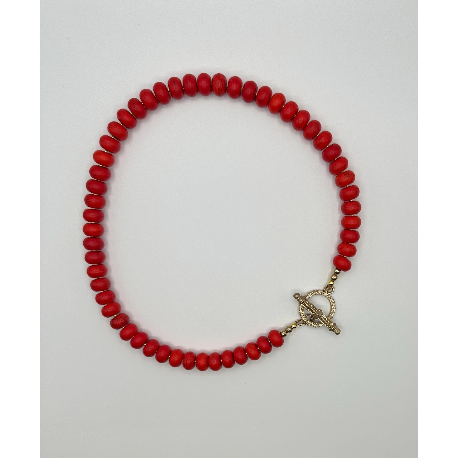 Red Howlite Beaded Necklace | Handmade Jewelry | One of a Kind