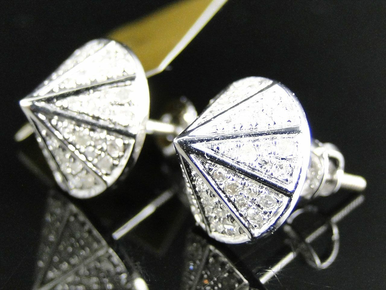 0.8ct Lab-Created Moissanite Cone Shape Spike Stud Earrings White Gold Plated