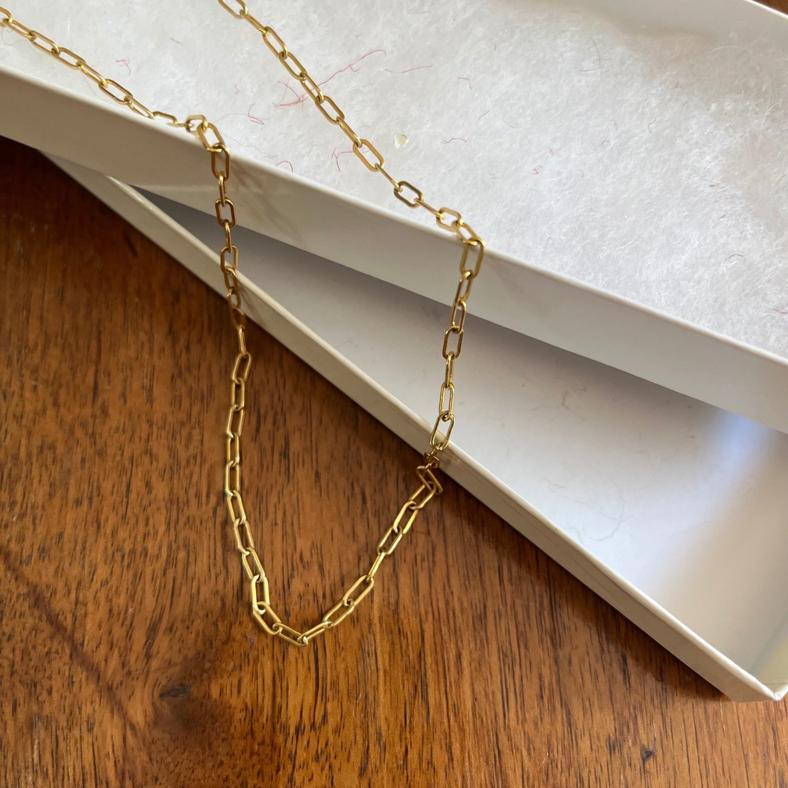 James Michelle Gold Link Chain Paperclip Necklace 19″