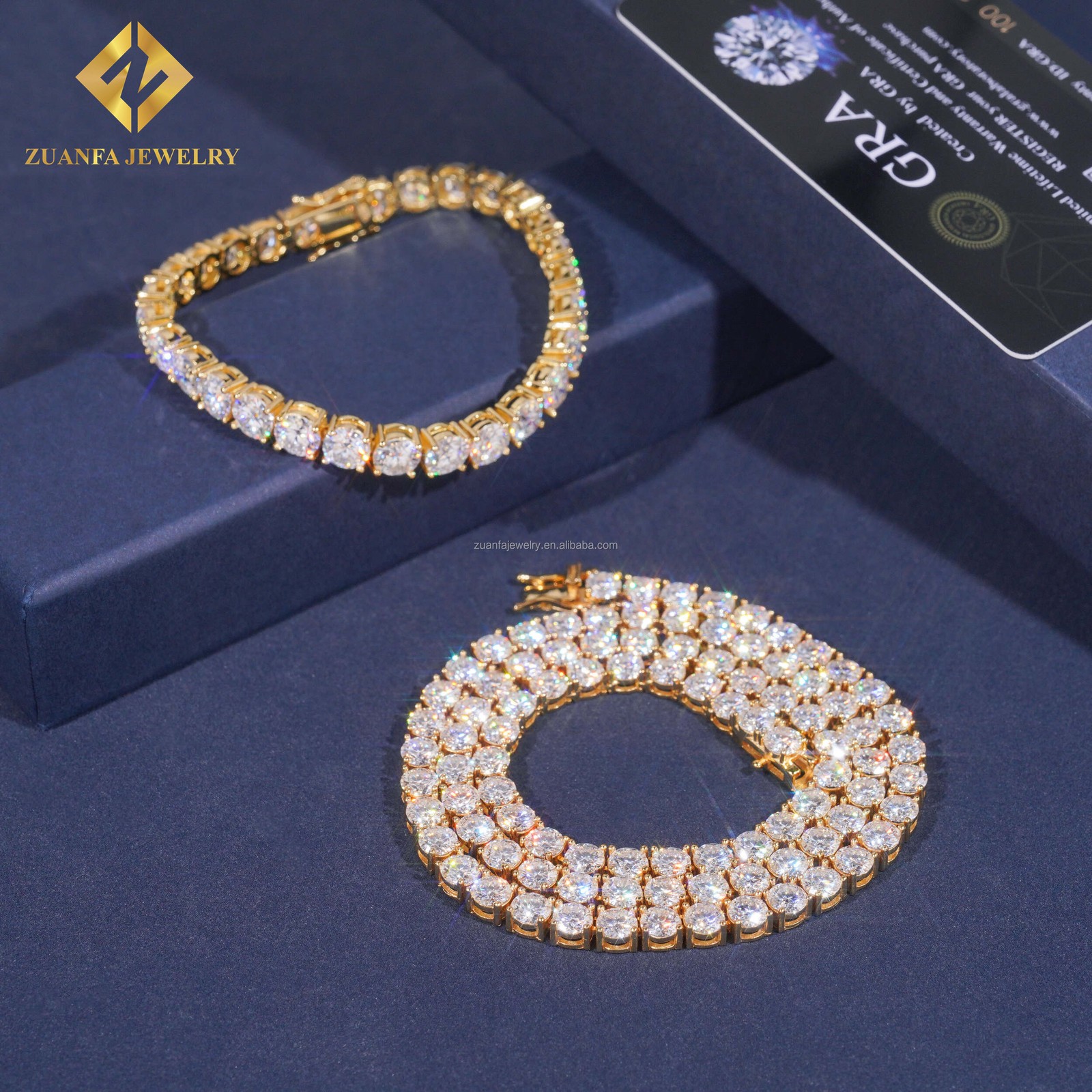 4mm D Color VVS1 Moissanite Tennis Chain Bracelet – 925 Sterling Silver 6-24″