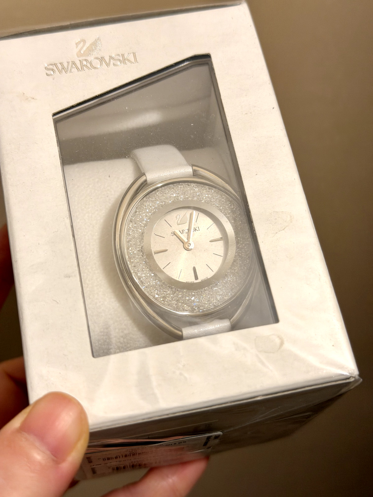 Swarovski Crystalline Aura watch , Leather strap, SILVER WITH WHITE 5206145