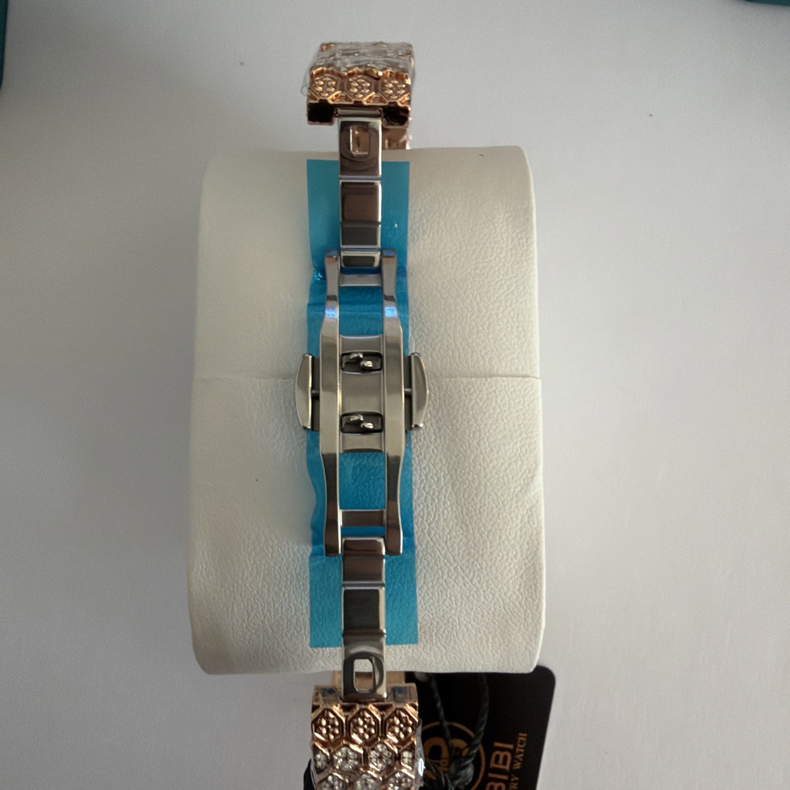 BIBI Luxury Watch Women’s Rose Gold Iced Out Cushion Dial Quartz Bracelet