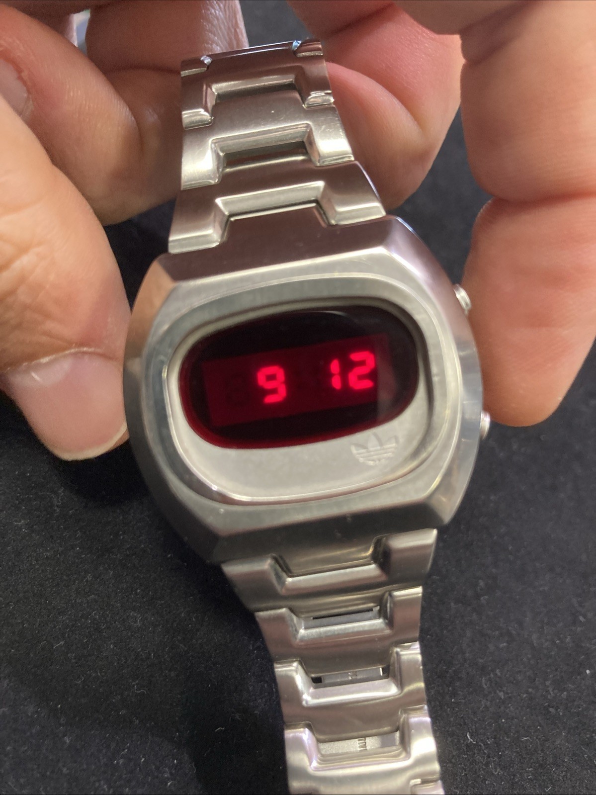 Adidas HSD 601 LED Watch silver steel digital red 70s 80s retro