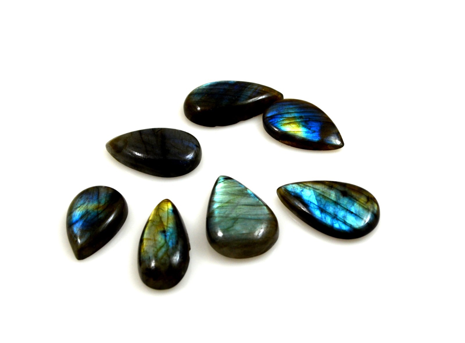 7pcs. Natural Rainbow Flashy Labradorite Wholesale Cabochon Gemstone-A1767