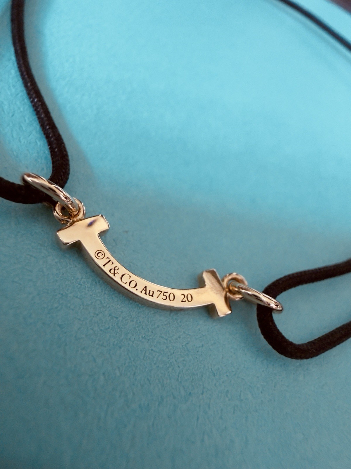 Tiffany & Co. Bracelet T Smile 71393968 Polyester Black Cord #M-XL 750RG