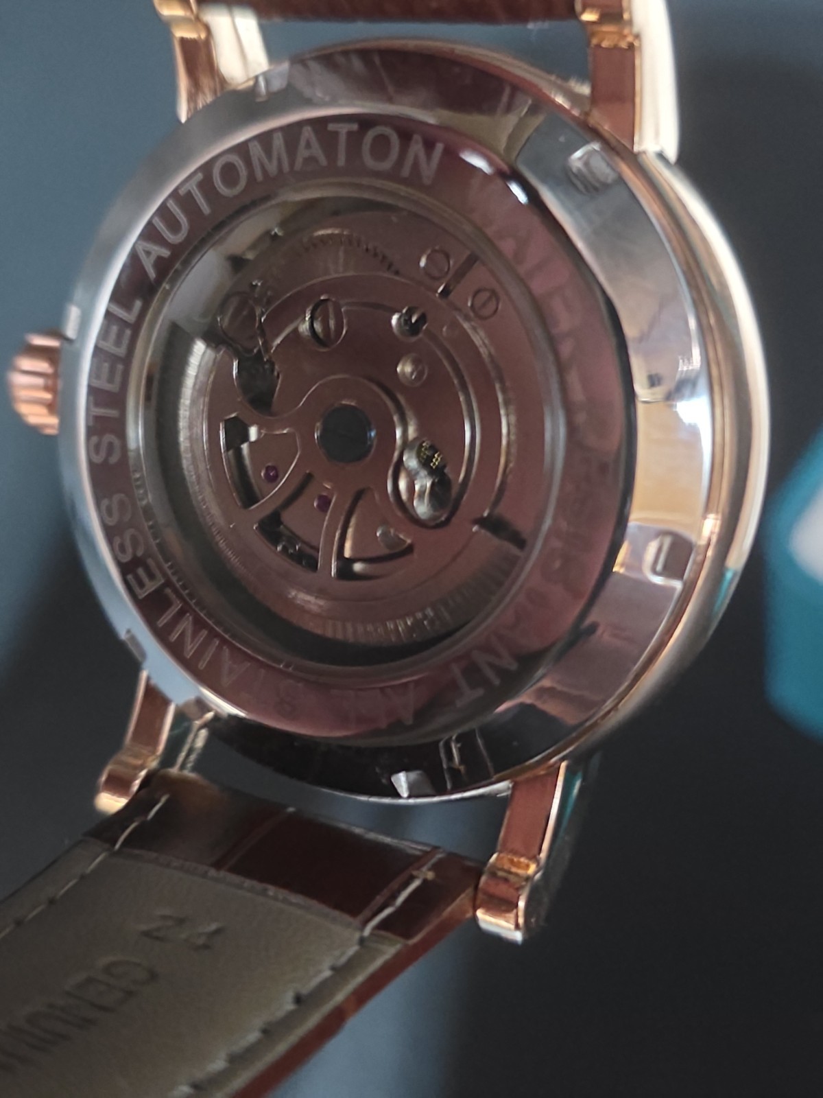 BIBI Luxury Watch Automatic Skeleton Rose Gold, Leather Band