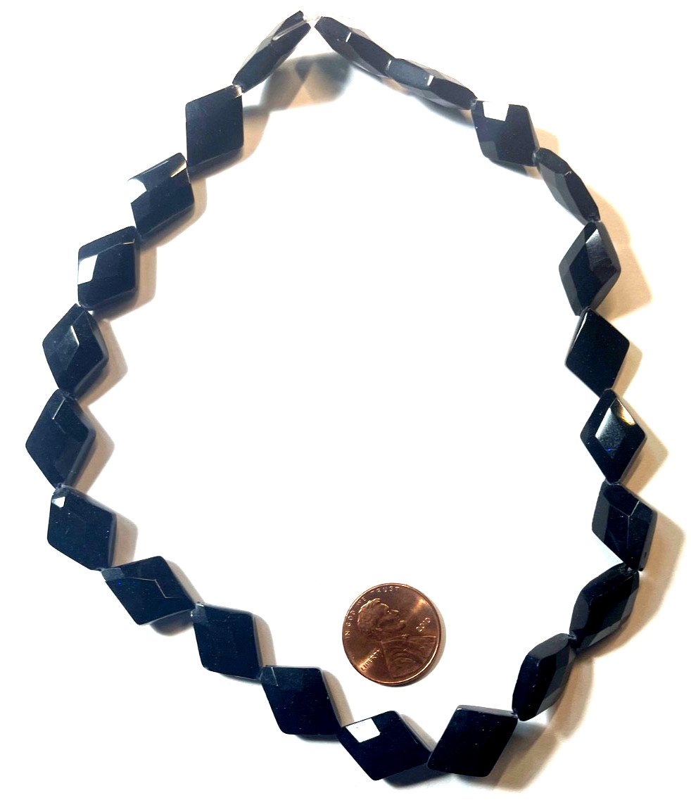 ONE DARK BLUE FACETED GOLDSTONE STRAND 15 ” 20X13 MM DOUBLE TRIANGLE WHOLESALE