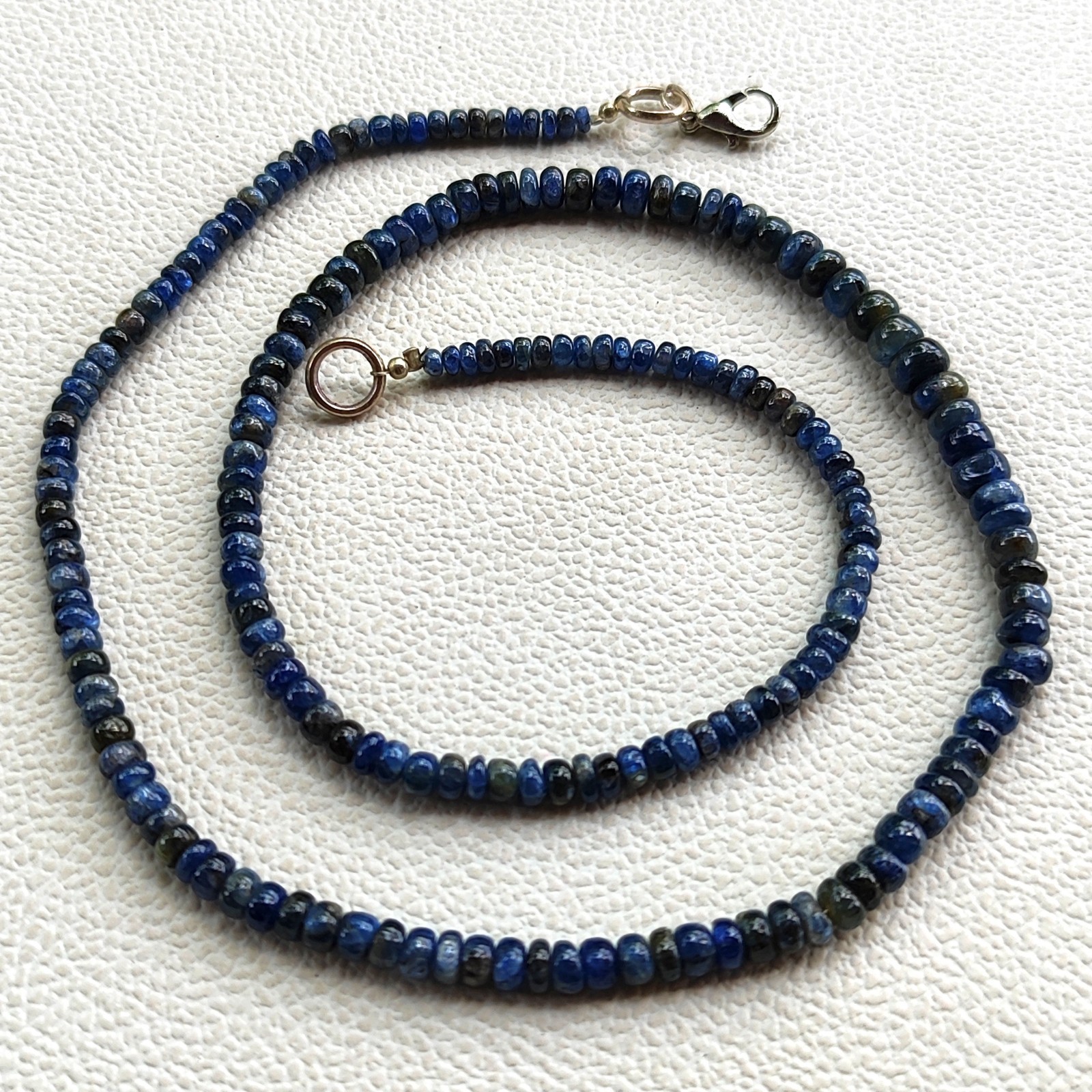 Natural Australian Blue Sapphire 3.5-6.5mm Smooth Bead Strand Necklace 20″