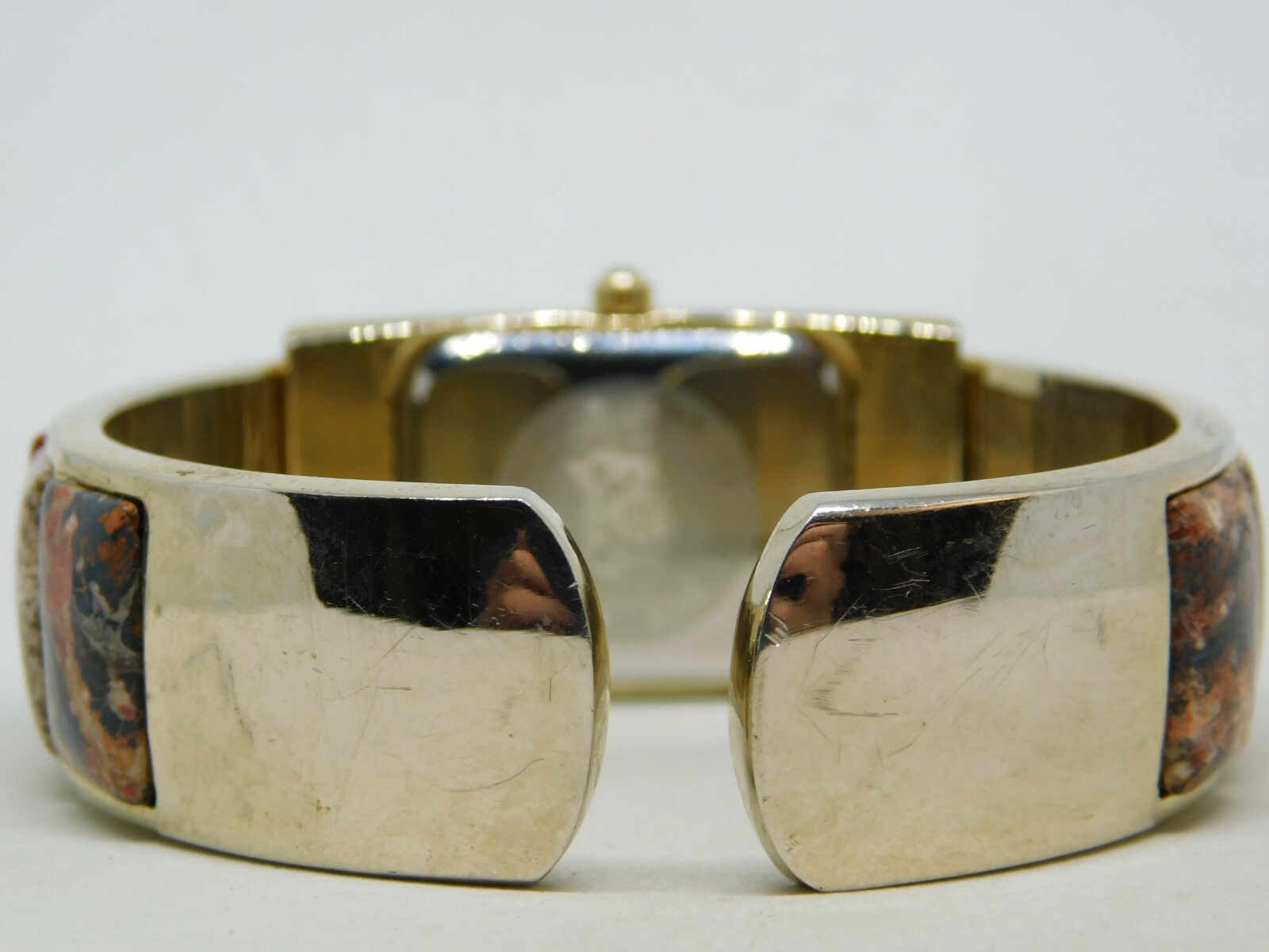 Varsales Cuff Bracelet Stones Inlay Quartz Women’s Watch Sz. 6” New Battery