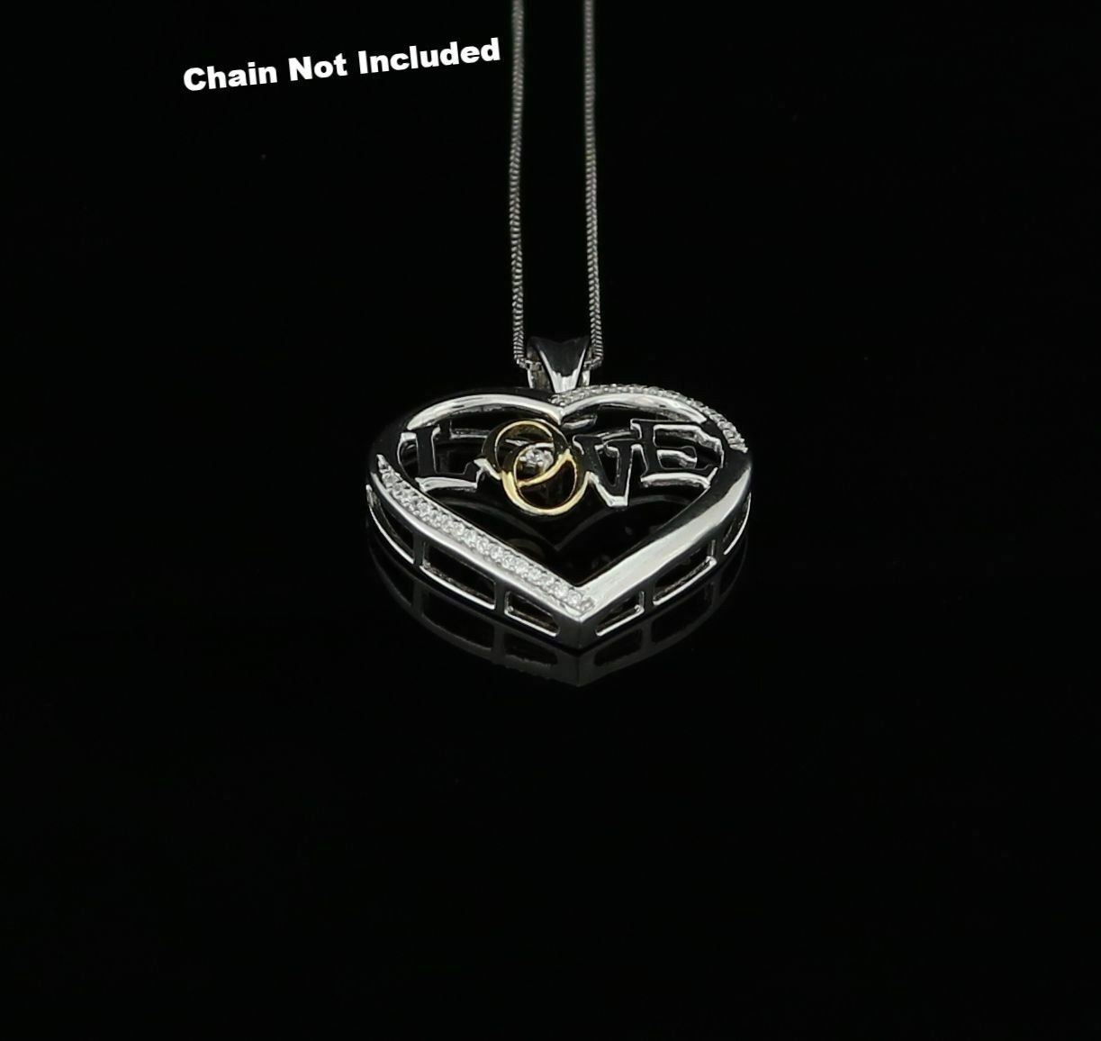 Special 925 White Sterling Silver Heart Pendant with 0.00ct Cubic Zirconia