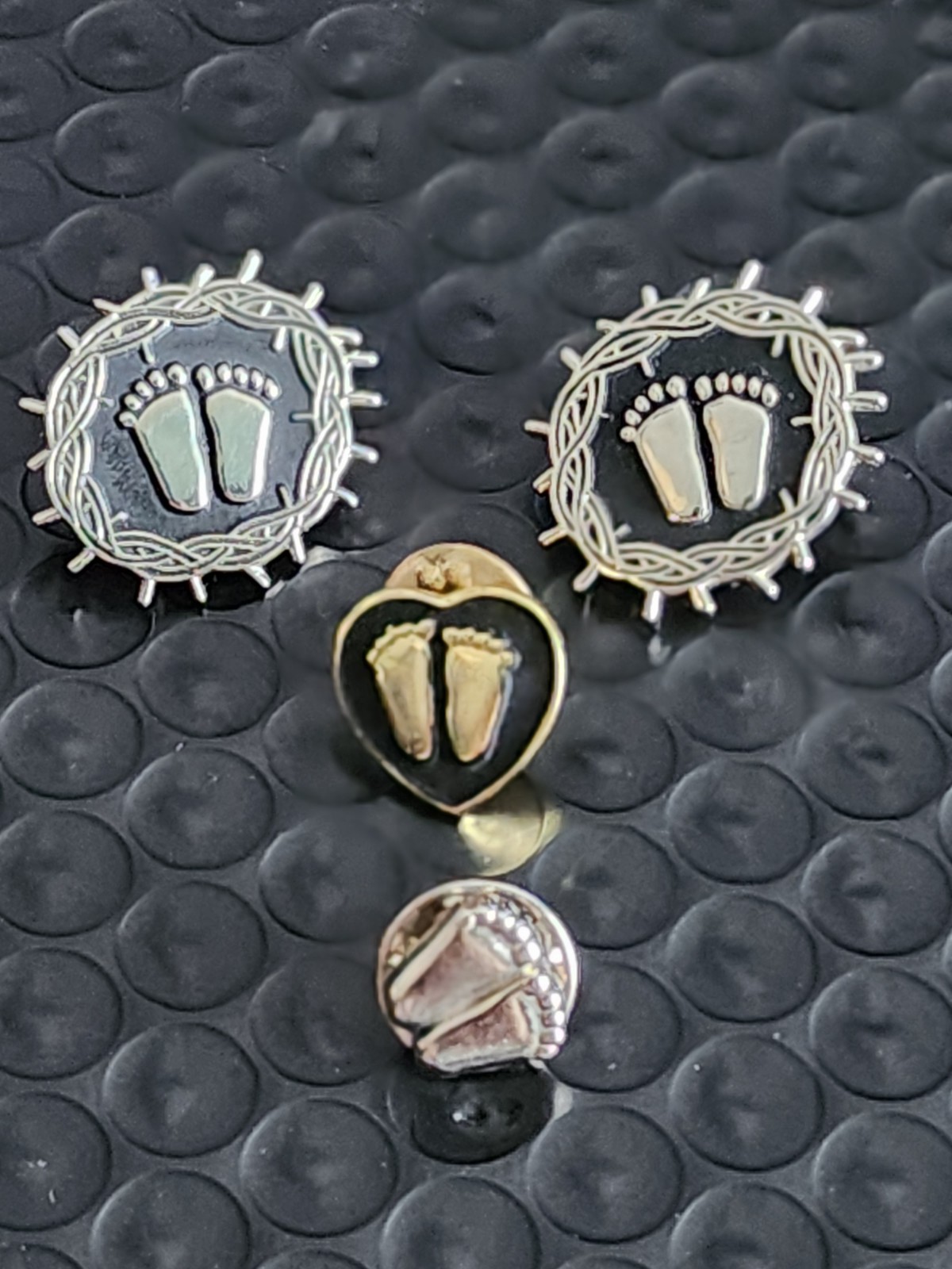Vintage Precious Feet, Crown/Thorns Jewelry, Lapel Pin Lot Various