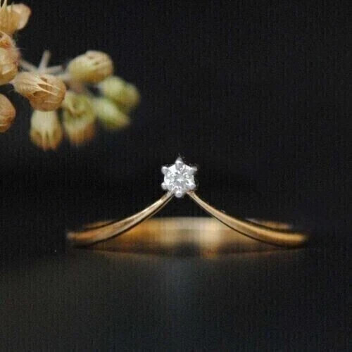 1.20 Ct Round Simulated Diamond Solitary Band Ring 14K Yellow Gold Plated Silver