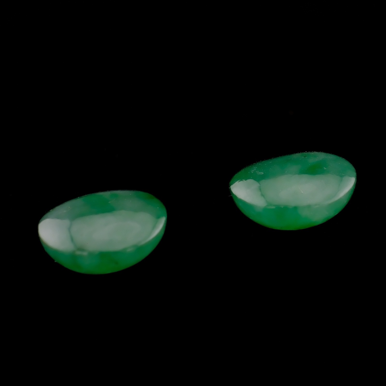 Natural Green Jade Cabochon Pair Round Loose Stones 16 ct 12.1-12.4mm Matched